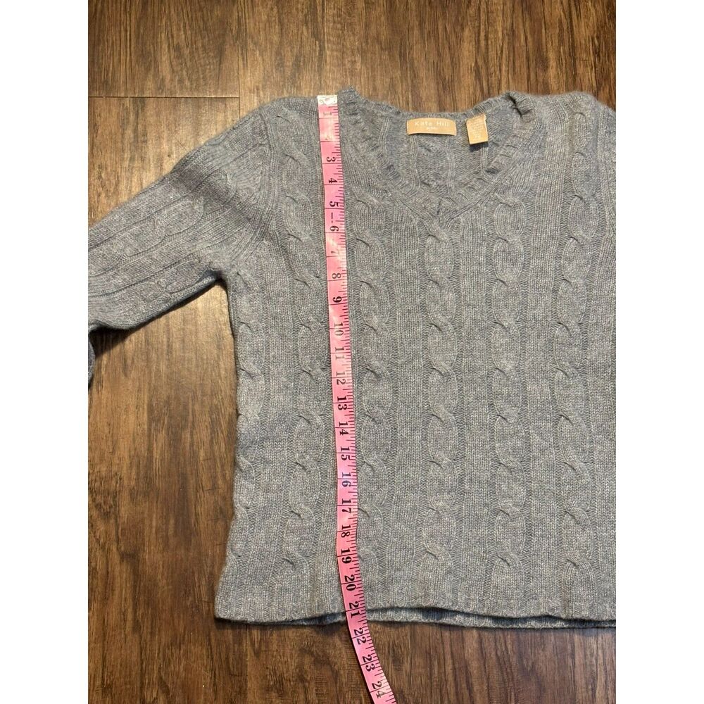 Cabincore Grey V neck womens wool cashmere angora blend‎ sweater sz p med preppy - Picture 6 of 8